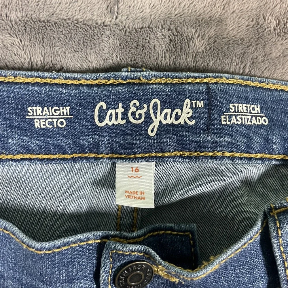 Cat‎ & Jack Straight Recto Jeans 16 Blue Denim Stretch